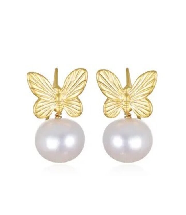 Baroque Pearl Butterfly Dangles