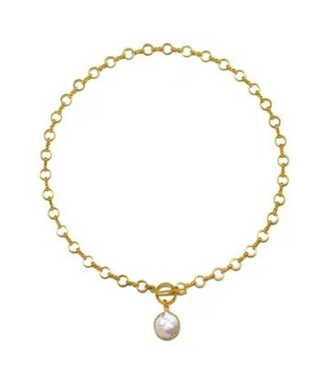 Framed Pearl Toggle Necklace