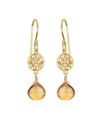 Starburst Dangle Earrings - Citrine