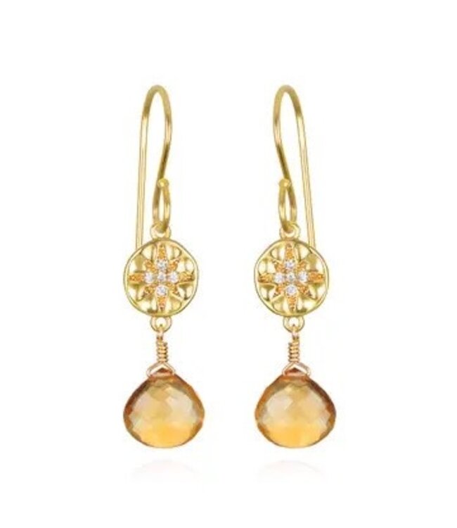 Starburst Dangle Earrings - Citrine