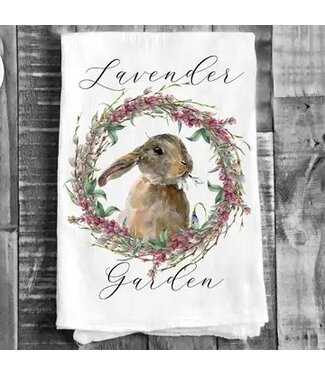 Spring Bunny Lavender Garden Tea Towel Kitchen