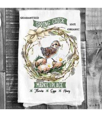 Spring Chicks Marketplace Tea Towel
