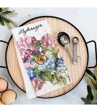 Spring Garden Pink Hydrangeas Flour Sack Tea Towel