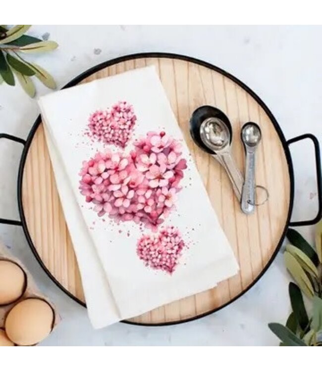Valentine Pink Blossoms Flower Heart Tea Towel