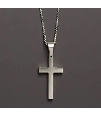Large Stainless Steel Cross Necklace For Men 24"