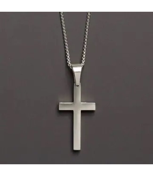 Large Stainless Steel Cross Necklace For Men 24"