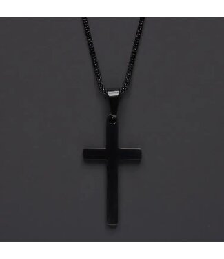 Large Black Cross Necklace For Men 24"