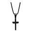 Small Black Cross Necklace For Men 24"