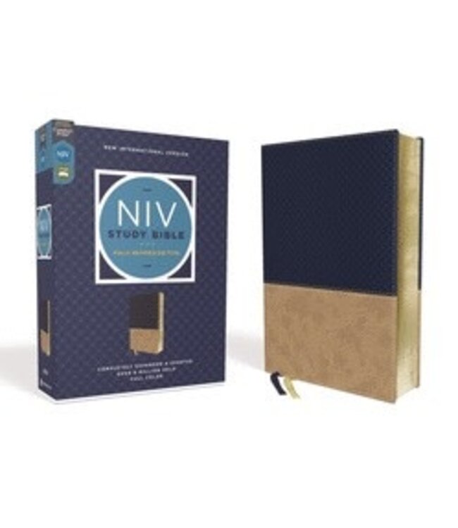 NIV Study Bible, Fully Revised Edition, Leathersoft, Navy/Tan, Red Letter, Comfort Print (NIV Study Bible, Fully Revised