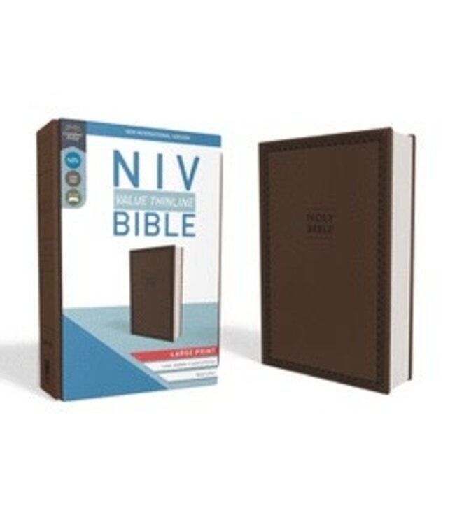 NIV, Value Thinline Bible, Large Print, Imitation Leather, Brown