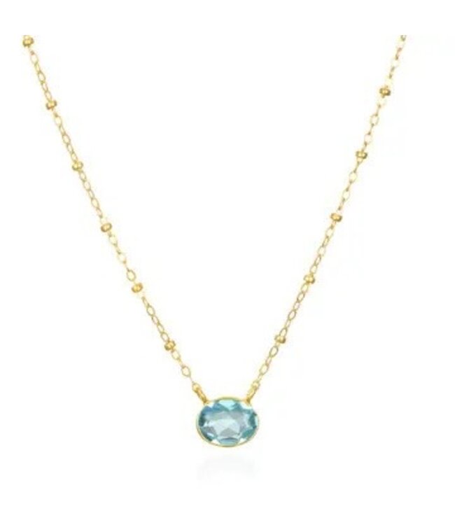 Gem Drop Satellite Necklace-Blue Topaz