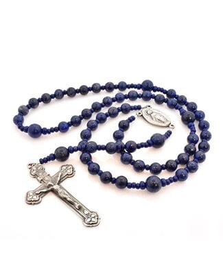 Catholic Rosary Lapis Trefoil Crucifix