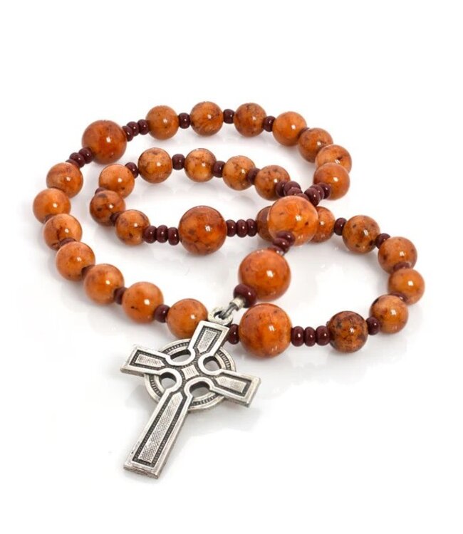 Fossil Stone Red 33-Bead Prayer Beads