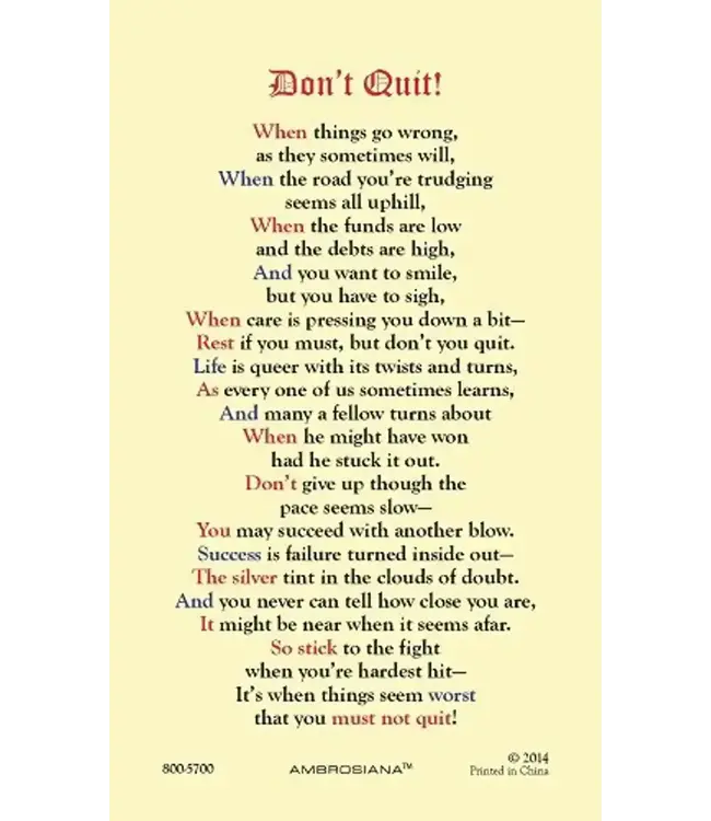 St. Jude Prayer Card - Don't Quit