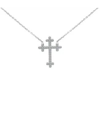 Sterling Silver Cross Cz Necklace