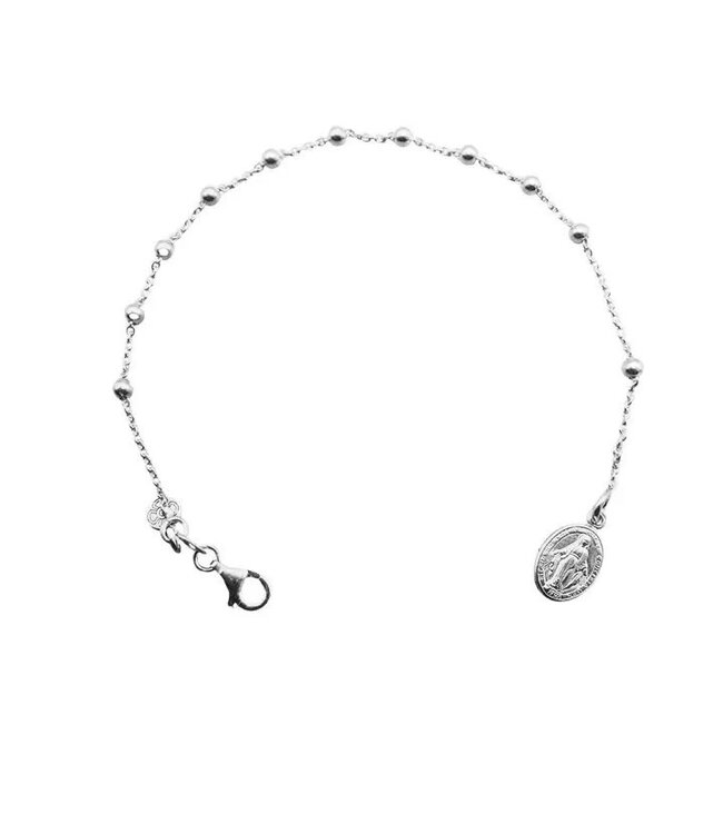 Silver Miraculous Medal Rosary Bracelet 7.5