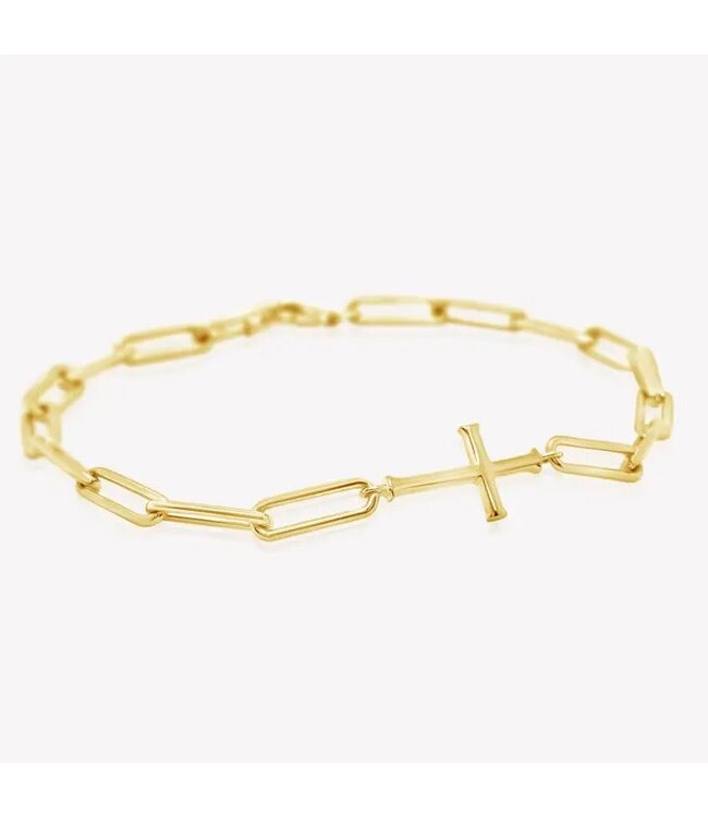 Chain Breaker Cross Bracelet - Yellow Gold Vermeil 7.5"