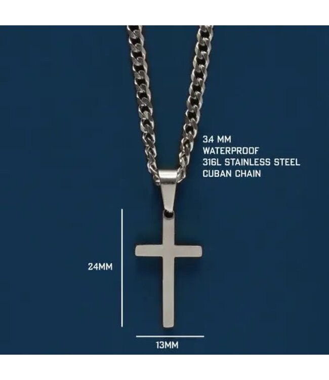 Waterproof Silver Cross Necklace For Men