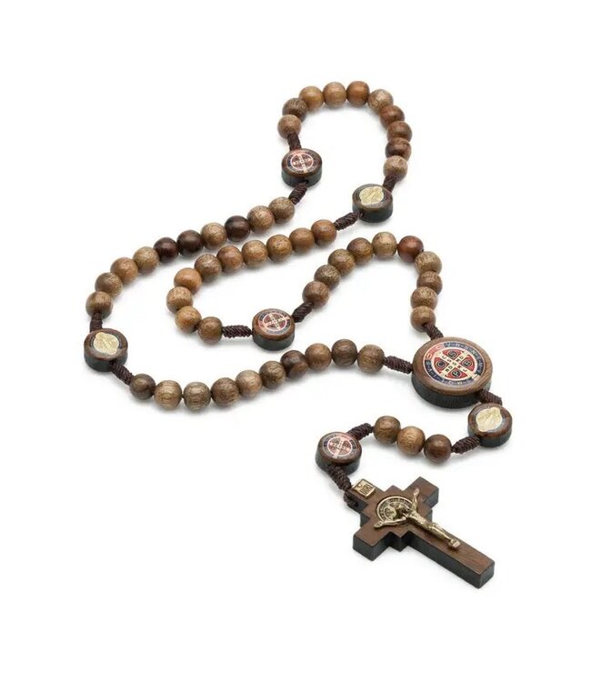 St. Benedict Wooden Rosary 18"