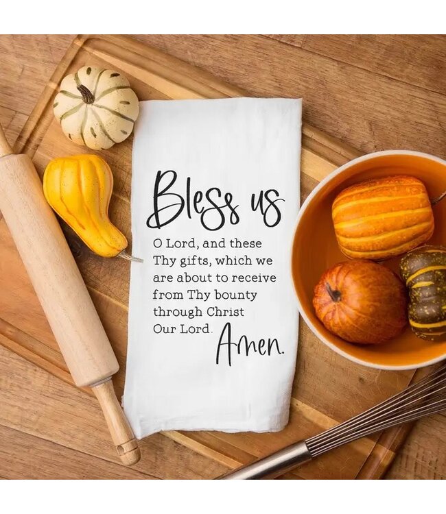 Bless Us O Lord Catholic Grace Before Meals Kitchen Towel