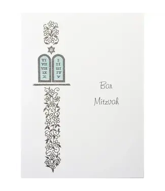 Blue Scroll Bar Mitzvah Card