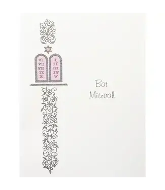 Pink Scroll Bat Mitzvah Card