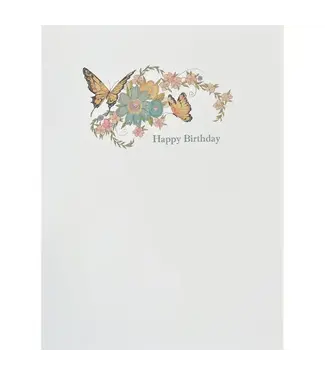Butterflies Flowers Birthday Card