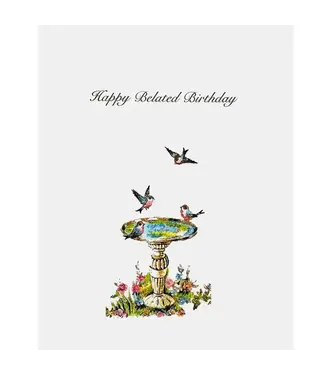 Birdbath Belated Birthday Card