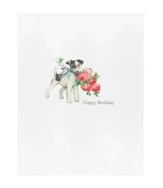 Doggie Roses Birthday Card