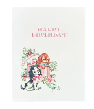Puppies in Box Birthday Card