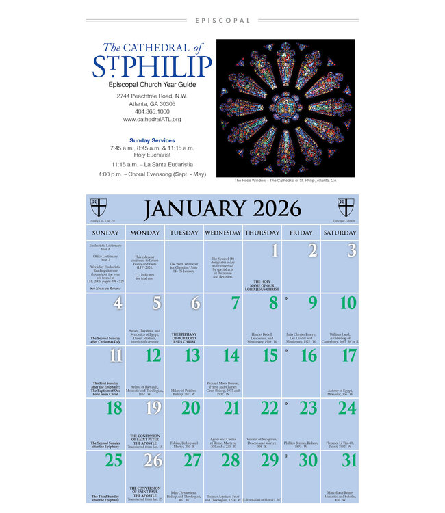 Ashby 2026 Cathedral of St. Philip Calendar