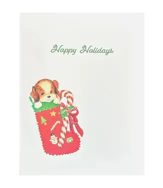 Puppy in Stocking Holiday Card