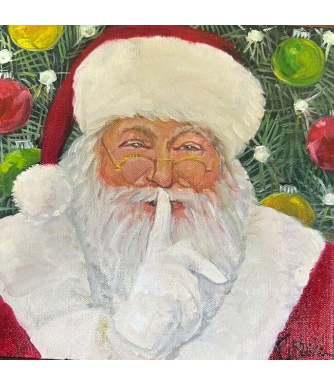 10x10 Original Oil Painting of Santa Claus by Carolyn Ferrari