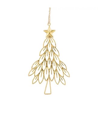 A42120: Gold Foiled Metal Stylized Tree Outline Ornament,6in