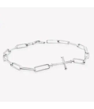 Chain Breaker Cross Bracelet - Sterling Silver