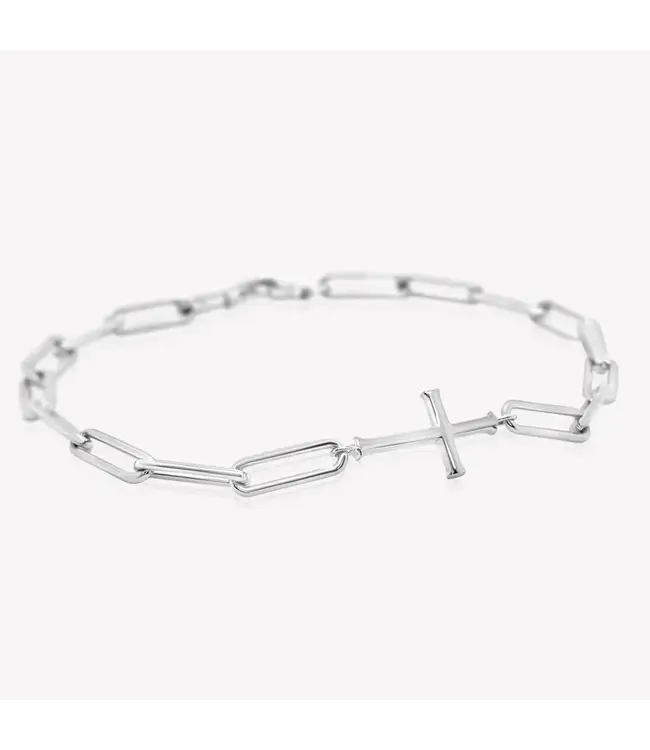 Chain Breaker Cross Bracelet - Sterling Silver