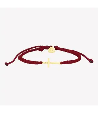 Child of God Garnet Red Cross Braided Bracelet Gold