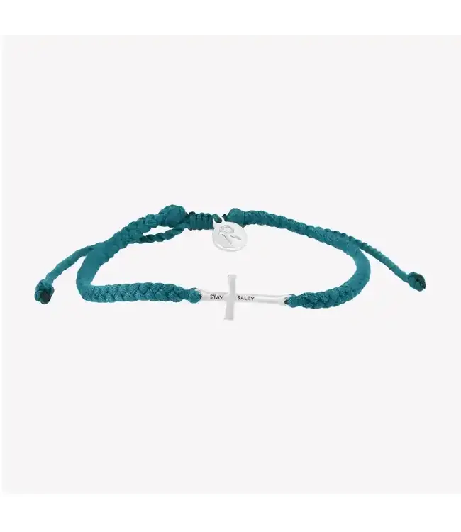 Stay Salty Cross Braided Azure Blue Cord Bracelet