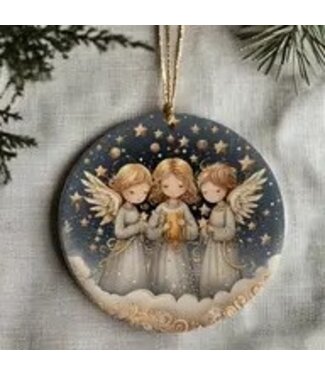 Three Angels Ceramic Christmas Tree Keepsake Ornament 3"