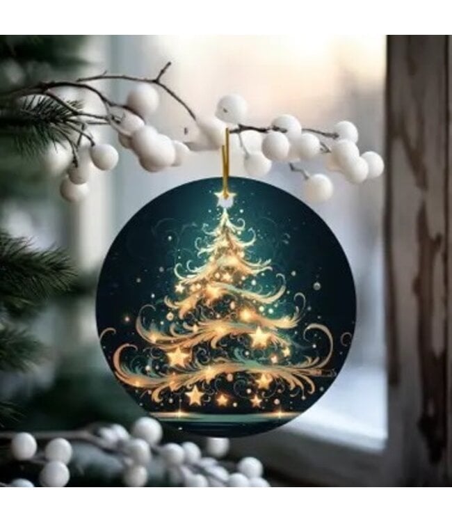 Green & Gold Holiday Ornament 3"