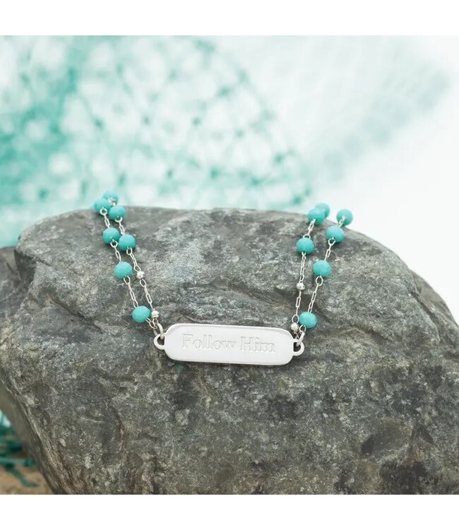 Follow Him Bracelet Silver 7-8"