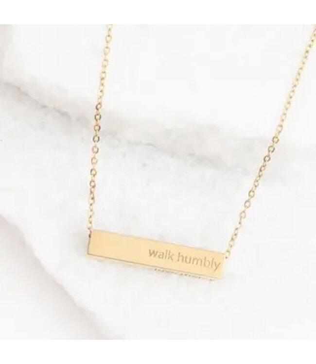 Walk Humbly Bar Necklace