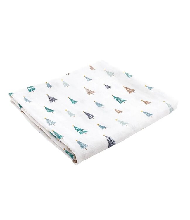 Swaddles with Plush Rattle - Trees