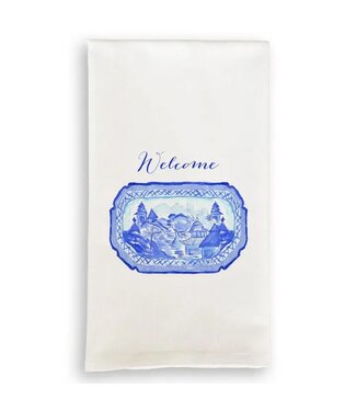 Blue & White Platter with Quote Tea Towel