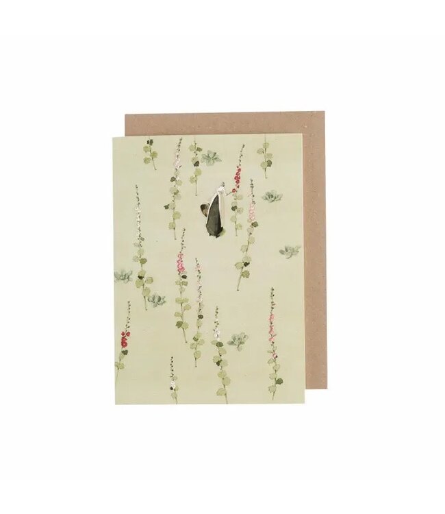 Hollyhocks Greeting Card
