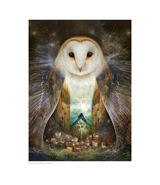 Owl Mountain Moon - Artist: Lisa Falzon Card