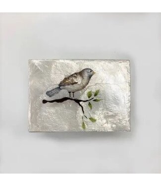 Capiz Rectangular Box W/Single Bird Design