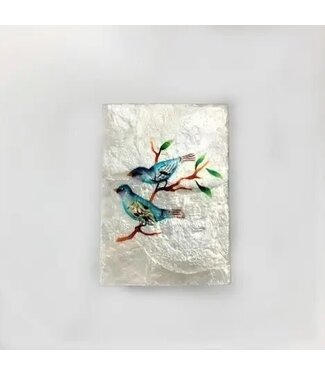 Capiz Rectangular Box W/2 Bird Design