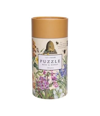 Bees & Honey Puzzle – 500 Pc Tube with Vintage Illustrations