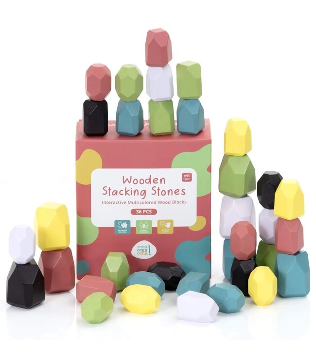 Wooden Balance Stones - Montessori Stacking Toy Ages 2+